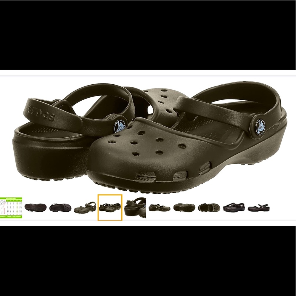 Size 7 Crocs Karin Clog Slip on Mary Jane Sandal Great Condition Espresso Color